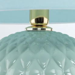 TK Lighting Tischleuchte Glas Stoff 60 cm hoch Mint Grün E27 DOLORES* Tischlampen|Schlafzimmer Lampen