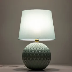 TK Lighting Tischleuchte Glas Stoff 60 cm hoch Mint Grün E27 DOLORES* Tischlampen|Schlafzimmer Lampen
