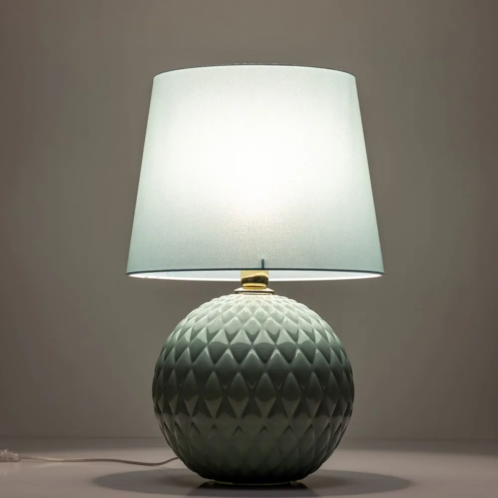 TK Lighting Tischleuchte Glas Stoff 60 cm hoch Mint Grün E27 DOLORES* Tischlampen|Schlafzimmer Lampen