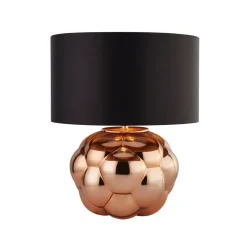 Sale Searchlight Tischleuchte Glas Stoff H: 43,5 cm in Kupfer Schwarz E27