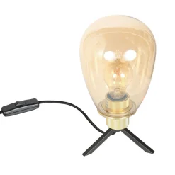 Discount Steinhauer Tischleuchte Glasschirm in Messing E27 28 cm stilvoll