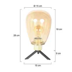 Discount Steinhauer Tischleuchte Glasschirm in Messing E27 28 cm stilvoll