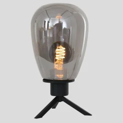 Clearance Steinhauer Tischleuchte Glasschirm in Rauchgrau E27 28 cm stilvoll