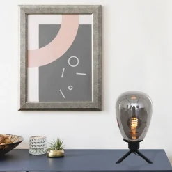 Clearance Steinhauer Tischleuchte Glasschirm in Rauchgrau E27 28 cm stilvoll