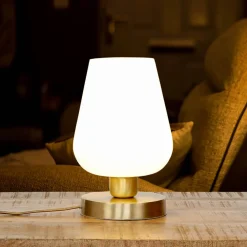 Online Giovanni Battista Tischleuchte Glasschirm Messingsockel elegant TALIS