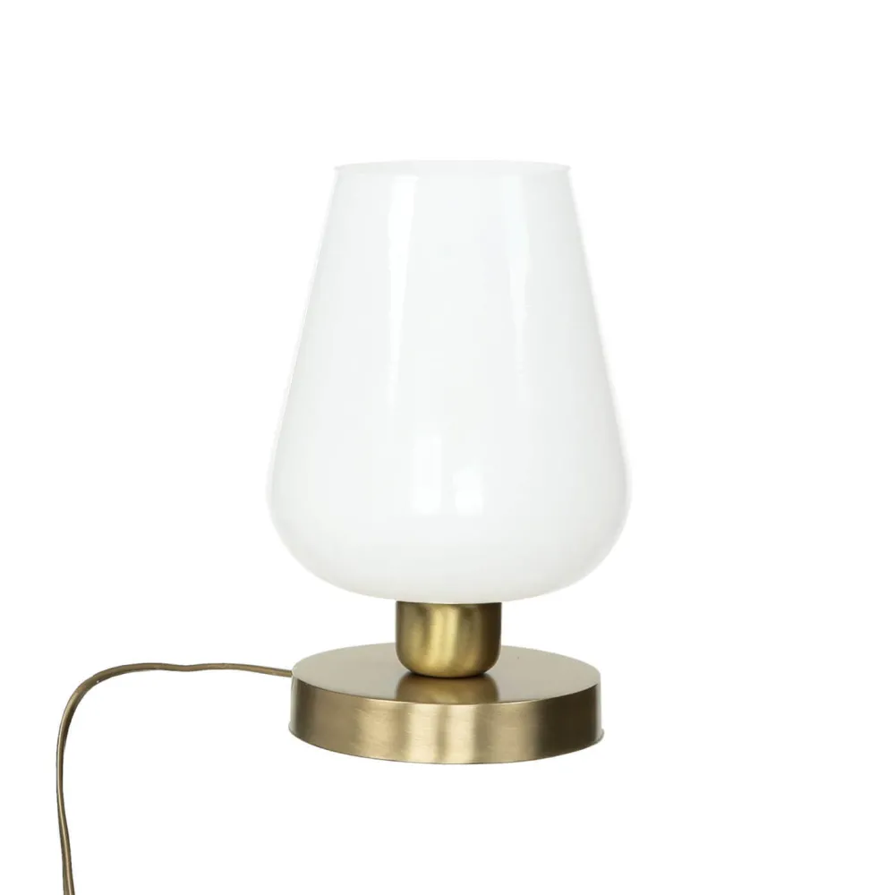 Online Giovanni Battista Tischleuchte Glasschirm Messingsockel elegant TALIS