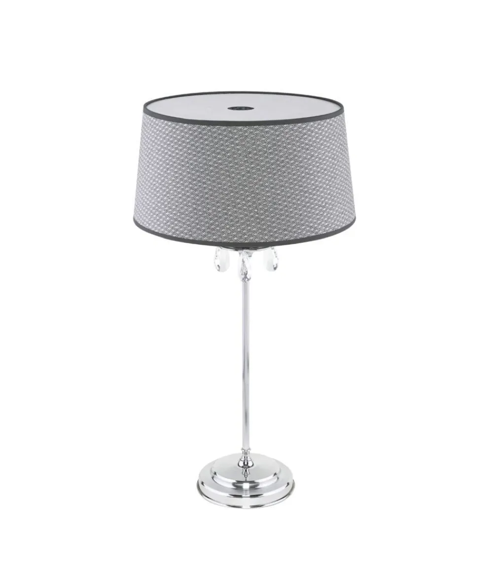 New Jupiter Tischleuchte Grau Chrom 65cm hoch AELUA Bett Lampe