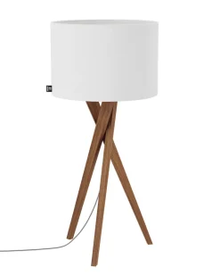 New By Rydéns Tischleuchte Holz Stoff 55 cm Dreibein Eiche Weiß E27