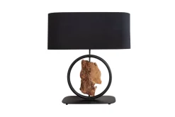 Invicta Interior Tischleuchte Holz Stoff blendarm 58 cm E27 in Schwarz* Stofflampen|Holzlampen