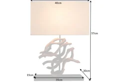 Invicta Interior Tischleuchte Holz Stoff Kautschuk 57 cm E27 blendarm* Tischlampen|Schlafzimmer Lampen