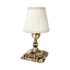 Giovanni Battista Tischleuchte in Bronze hell Weiß E14 20,5 cm Messing Stoff* Tischlampen|Schlafzimmer Lampen