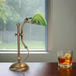 Giovanni Battista Tischleuchte in Bronze Hell aus echtem Messing* Tischlampen|Bürolampen