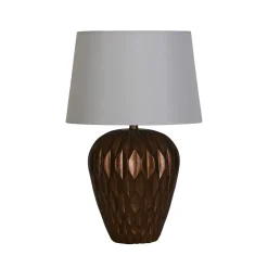 Searchlight Tischleuchte in Bronze Stoff Harz E27 57,9 cm blendarm* Wohnzimmerlampen|Stofflampen