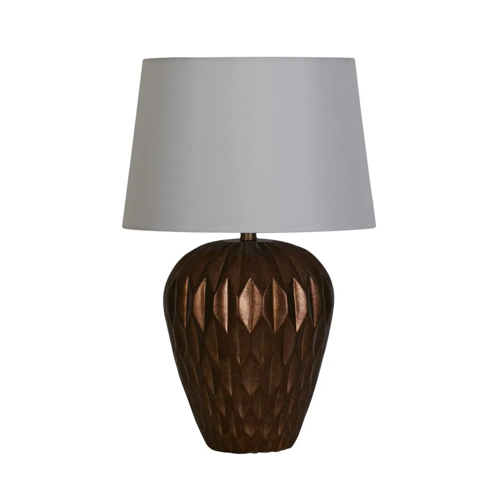 Searchlight Tischleuchte in Bronze Stoff Harz E27 57,9 cm blendarm* Wohnzimmerlampen|Stofflampen
