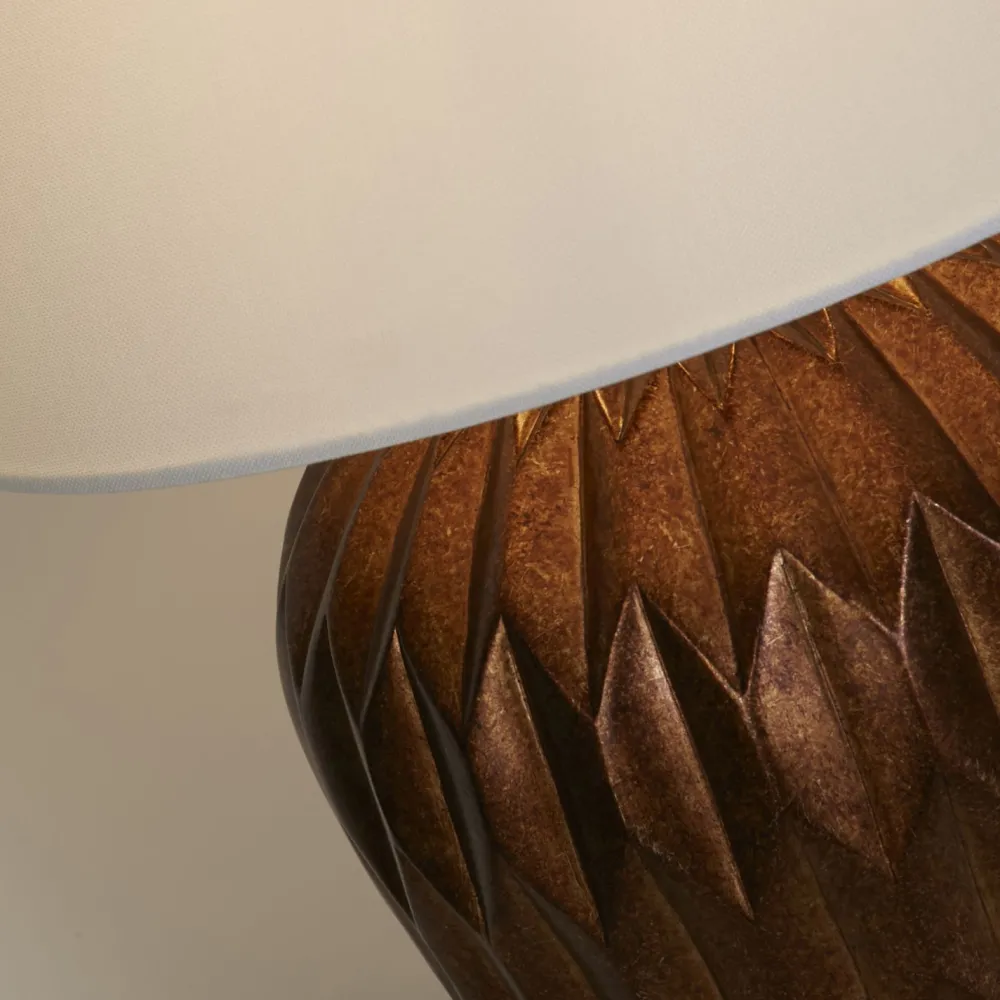 Searchlight Tischleuchte in Bronze Stoff Harz E27 57,9 cm blendarm* Wohnzimmerlampen|Stofflampen