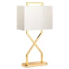 Elstead Tischleuchte in Gold Elfenbein E27 68 cm Stoff Metall* Tischlampen|Designerlampen