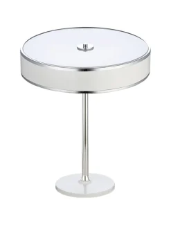 Best Jupiter Tischleuchte in Weiß Chrom 47cm LORSAN Nachttisch