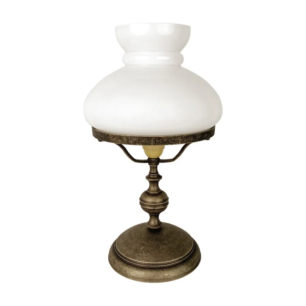 Giovanni Battista Tischleuchte Jugendstil 39 cm Glas Messing in Bronze Antik Weiß* Glaslampen|Messinglampen