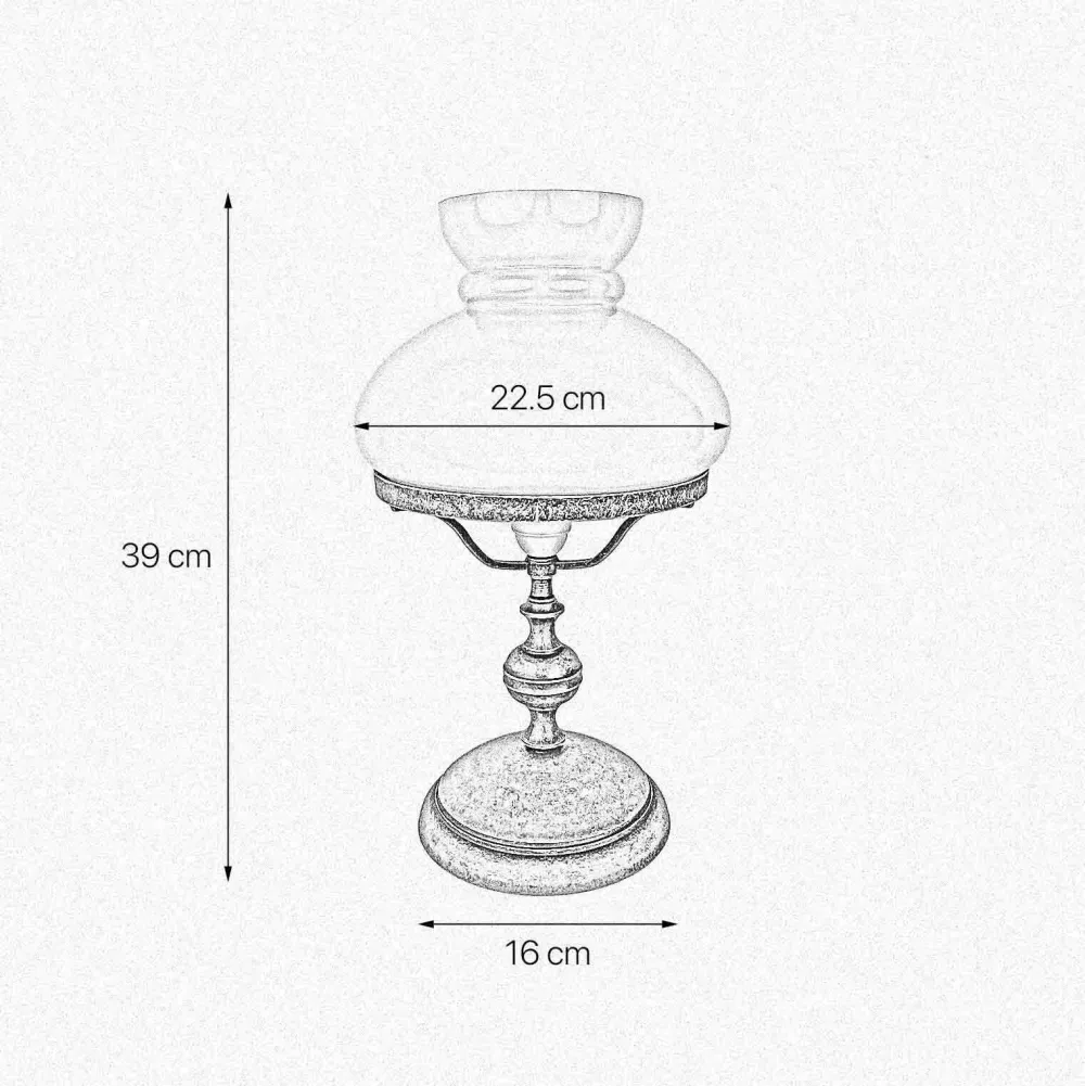 Giovanni Battista Tischleuchte Jugendstil 39 cm Glas Messing in Bronze Antik Weiß* Glaslampen|Messinglampen