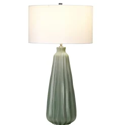 Elstead Tischleuchte Keramik 79,5 cm Weiß Grün E27 LIBIELA