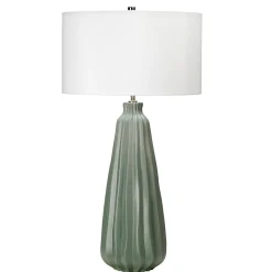 Elstead Tischleuchte Keramik 79,5 cm Weiß Grün E27 LIBIELA
