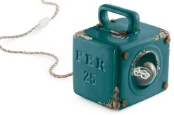 Sale Ferroluce Tischleuchte Keramik E27 Shabby 20 cm hoch eckig Petrol