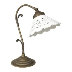 Giovanni Battista Tischleuchte Keramik Messing H: 36 cm schwenkbar E14 Rustikal