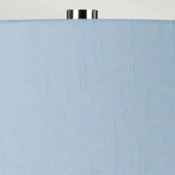 Elstead Tischleuchte Keramik Stoff E27 64 cm hoch Weiß Blau* Wohnzimmerlampen|Stofflampen