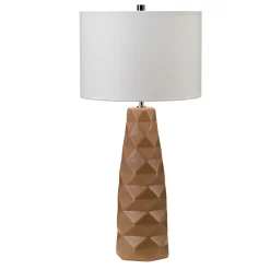 Elstead Tischleuchte Keramik Stoff 75 cm hoch in Beige Creme* Tischlampen|Keramiklampen