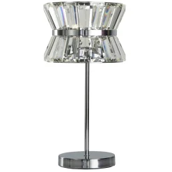 Searchlight Tischleuchte Kristall Chrom Klar 42,5 cm Jugendstil 2x G9* Schlafzimmer Lampen|Kristalllampen