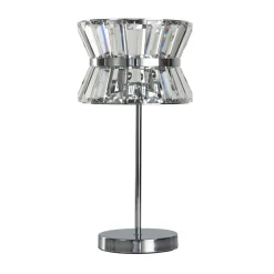 Searchlight Tischleuchte Kristall Chrom Klar 42,5 cm Jugendstil 2x G9* Schlafzimmer Lampen|Kristalllampen