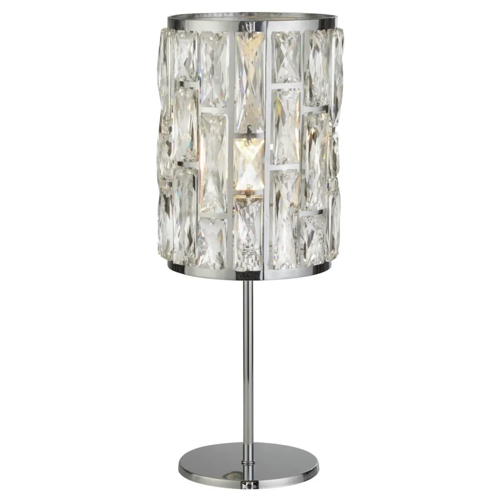Searchlight Tischleuchte Kristall Metall 47 cm D: 19,5 cm Chrom Klar* Glaslampen|Jugendstil Lampen