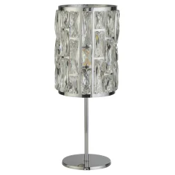 Searchlight Tischleuchte Kristall Metall 47 cm D: 19,5 cm Chrom Klar* Glaslampen|Jugendstil Lampen