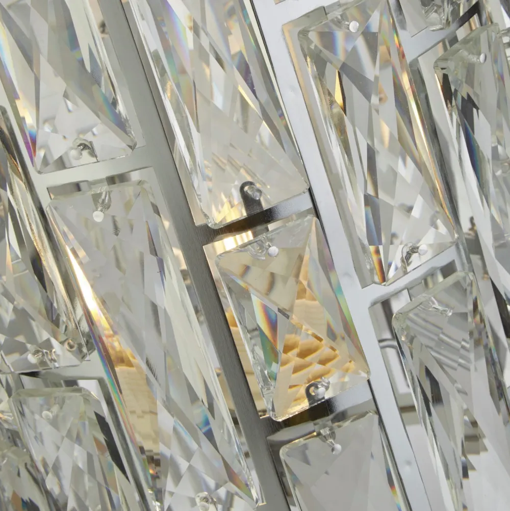 Searchlight Tischleuchte Kristall Metall 47 cm D: 19,5 cm Chrom Klar* Glaslampen|Jugendstil Lampen