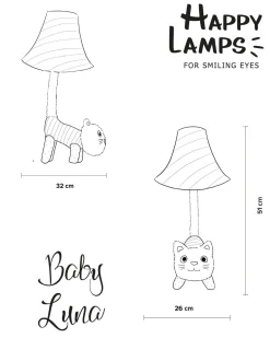 Discount Happy Lamps Tischleuchte LED Katze 51 cm Schwarz Weiß flauschig