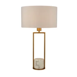 Discount Searchlight Tischleuchte Marmor Sockel H: 62 cm groß in Gold Weiß E27