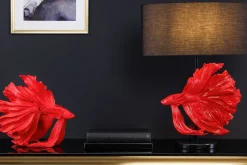 Hot Invicta Interior Tischleuchte Marmor Stoff Rot Schwarz 64 cm gemütlich