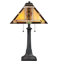 Clearance Elstead Tischleuchte Metall Glas 63,1 cm Tiffany Stil Zugschalter