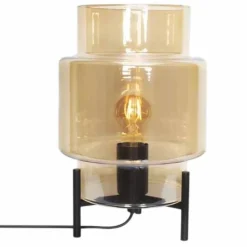 Outlet By Rydéns Tischleuchte Metall Rauchglas 29 cm hoch Dreibein E27