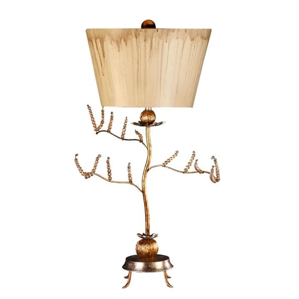 Elstead Tischleuchte Metall Stoff in Silber Creme 91cm kunstvoll* Tischlampen|Schlafzimmer Lampen