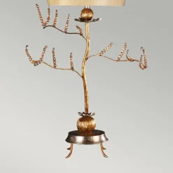 Elstead Tischleuchte Metall Stoff in Silber Creme 91cm kunstvoll* Tischlampen|Schlafzimmer Lampen