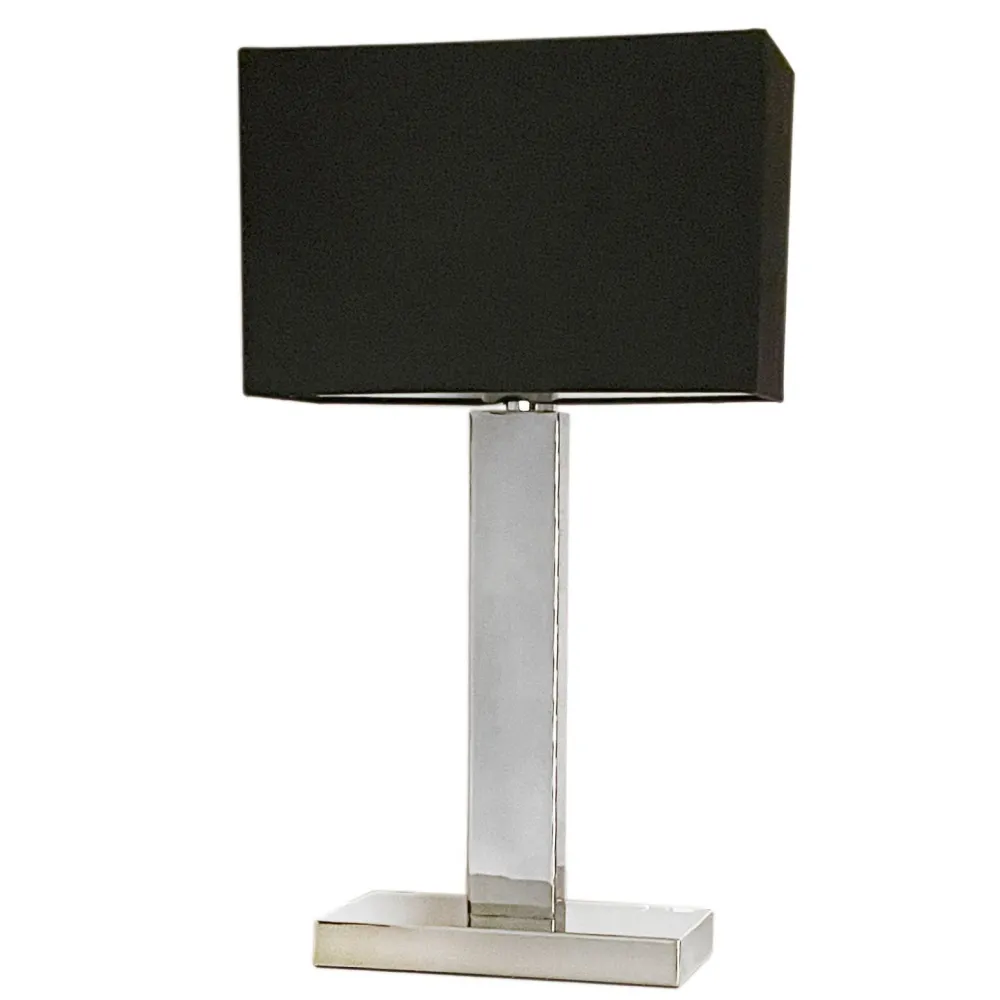 Hot By Rydéns Tischleuchte Metall Stoff 47 cm Chrom Schwarz E27 eckig