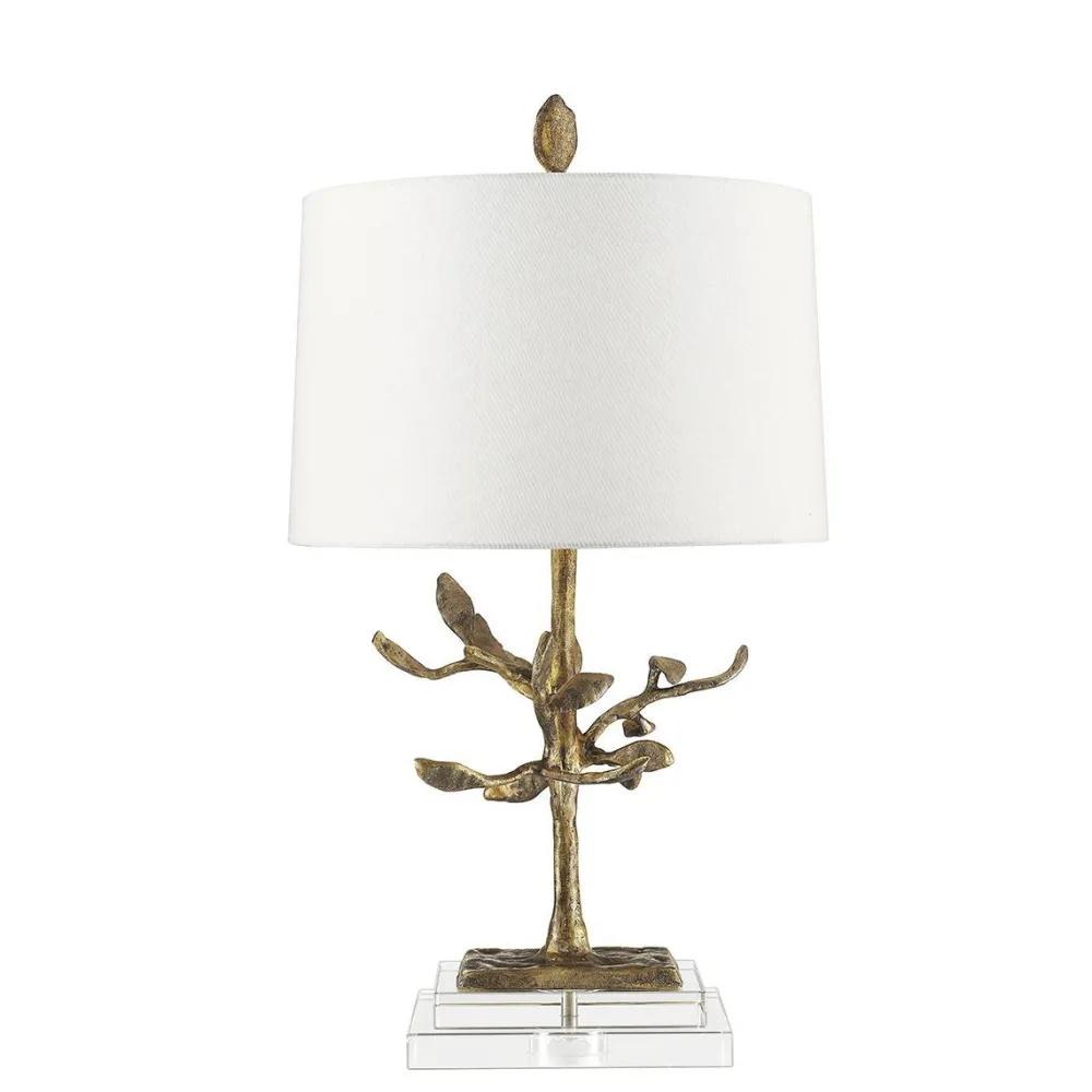 Elstead Tischleuchte Modern kunstvoll 70 cm Blattgold GNURIA* Schlafzimmer Lampen|Stofflampen