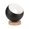 Lamkur Tischleuchte Modern Schwarz E27 Ø 17 cm Metall Holz klein* Tischlampen|Kugellampen