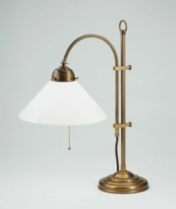 Berliner Messingleuchten Tischleuchte Premium Messing Glas blendarm Zugschalter* Wohnzimmerlampen|Metall Lampen