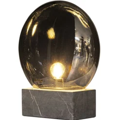 By Rydéns Tischleuchte Rauchglas Marmor H: 35,5 cm Grau Grau E27 Retro* Wohnzimmerlampen|Metall Lampen