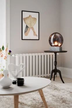 By Rydéns Tischleuchte Rauchglas Marmor H: 35,5 cm Grau Grau E27 Retro* Wohnzimmerlampen|Metall Lampen