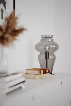 Sale By Rydéns Tischleuchte Rauchglas Metall 40,6 cm E27 Kabelschalter