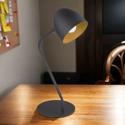 TK Lighting Tischleuchte SARE Schwarz Gold H:47cm Büro Lampe* Tischlampen|Bürolampen