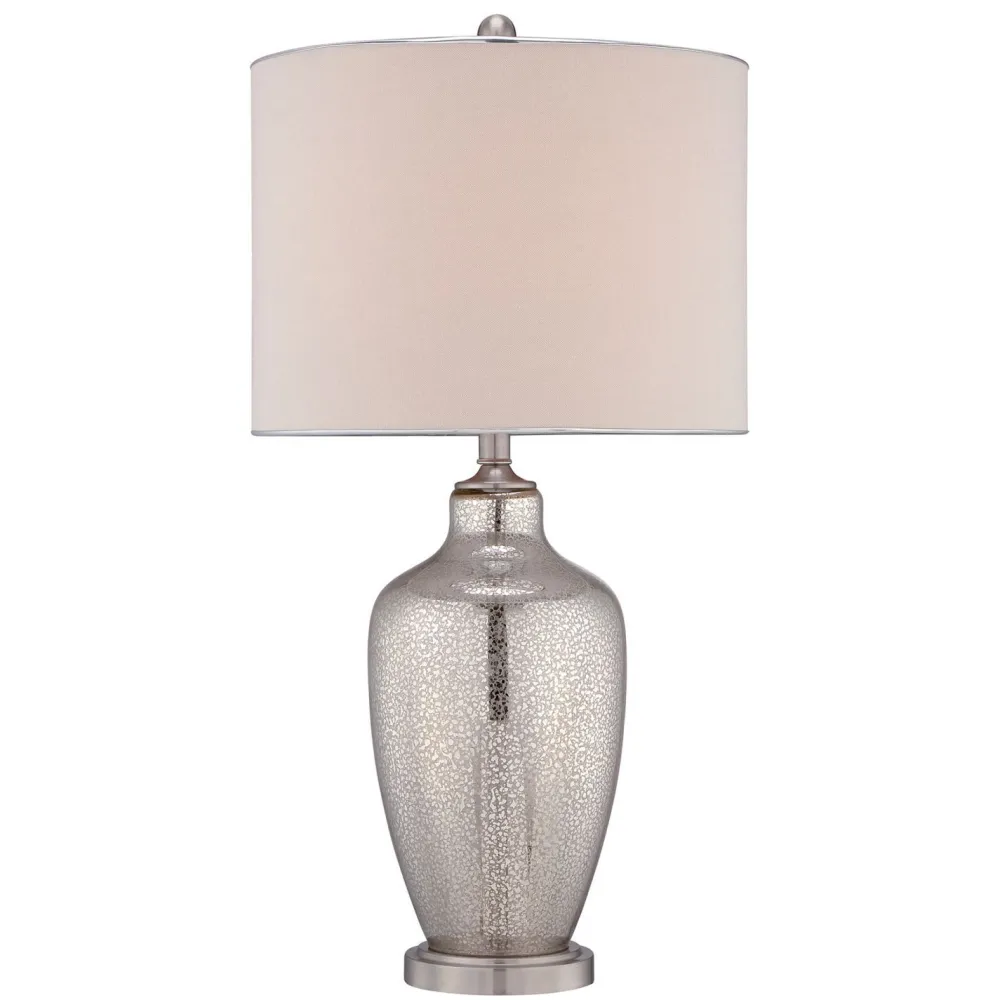 Elstead Tischleuchte SASAR Creme Silber H:75cm Ø38cm Lampe* Tischlampen|Designerlampen